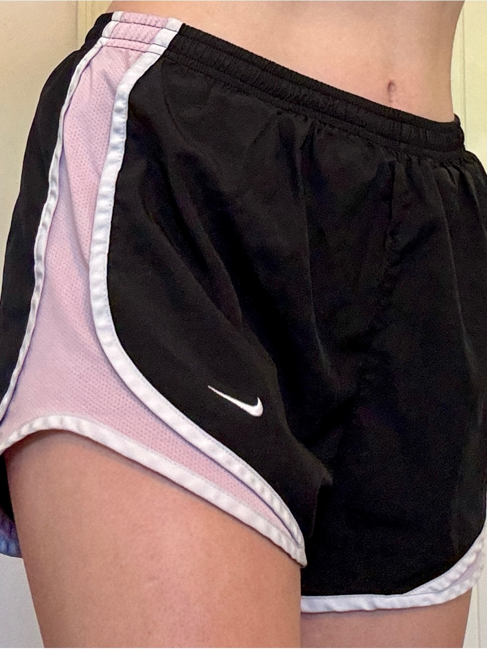 Nike Black Athletic Shorts with Light Pink Trim